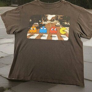 Pac Man Abbey Road Graphic T-Shirt Men�s XL Brown 100% Cotton